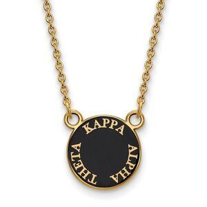 14K Plated Silver Kappa Alpha Theta Small Enamel Disc Necklace